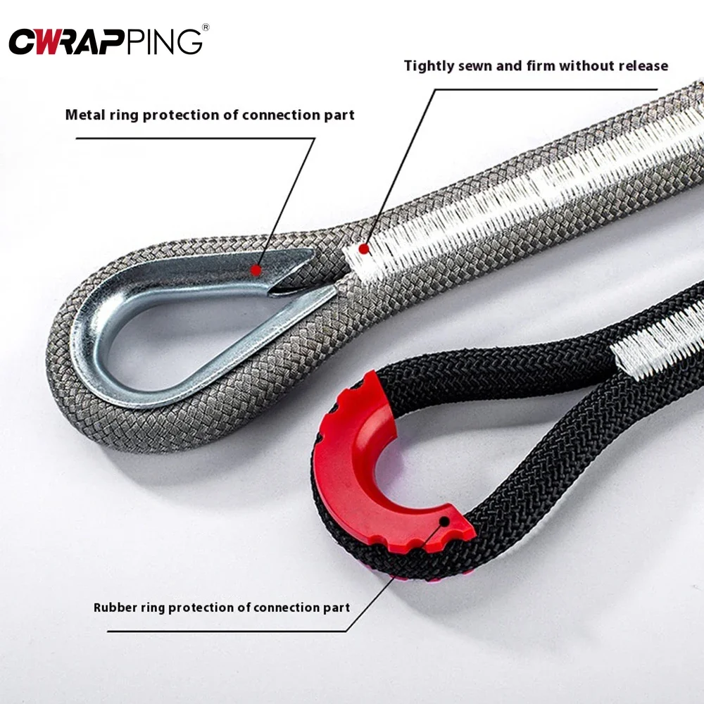 牽引車ケーブルキネティックリカバリーロープラインバイクトレーラーカイトフライング牽引フックストラップ牽引バー キャップオフロードカーアクセサリー用