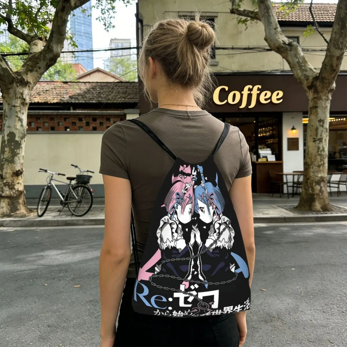 Life In A Different World From Zero Anime Rez Rucksäcke, tragbare Kordelzugtaschen, Sporttasche, Büchertaschen für Männer, Frauen, Schule