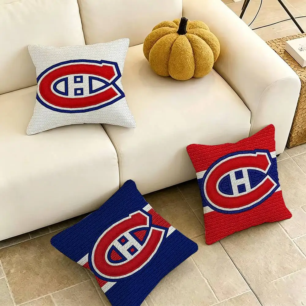 Montreal-L C-Canadiens LOGO Pillow Case Square Double-Sided Sofa Cushion Cover Bedroom Bedside Pillow Gift