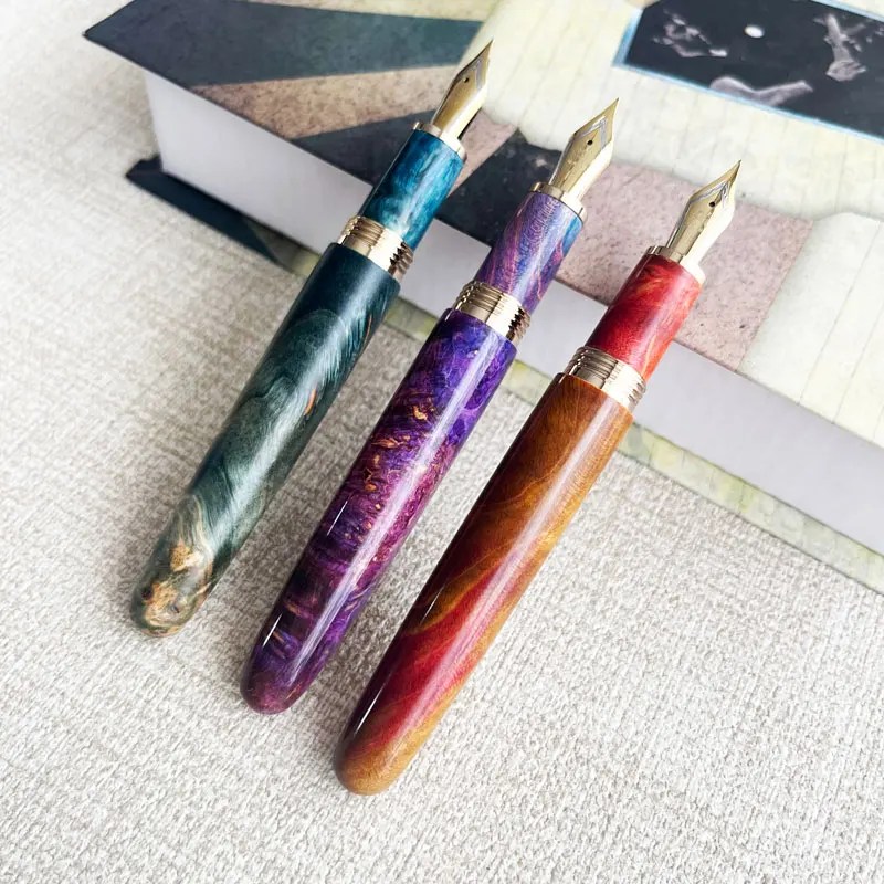 2026-jinhao-stabilized-wood-fountain-pen-long-knife-blade-nib-green-brown-handcraft-large-size-writing-office-school-gift