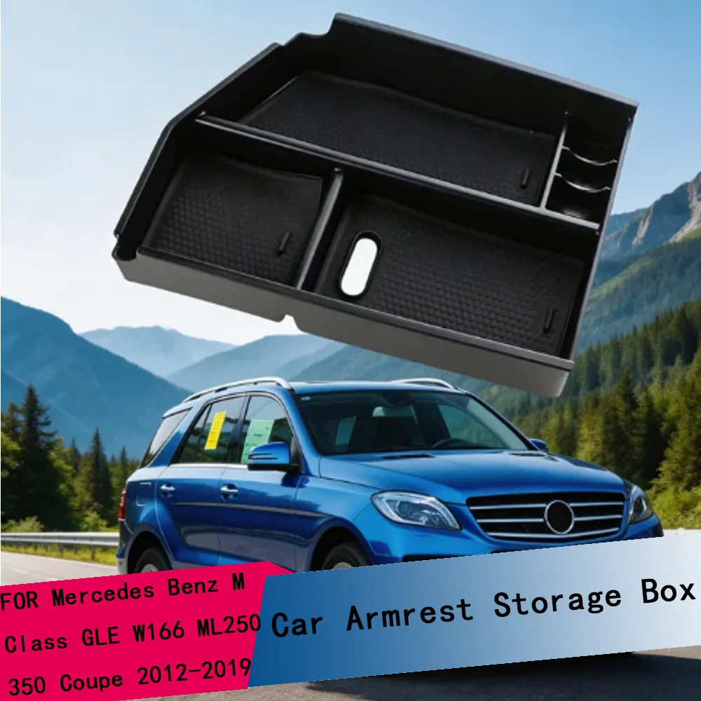 ABS Auto-Armlehnen-Aufbewahrungsbox für Mercedes Benz M-Klasse GLE W166 ML 250 350 Coupé 2012~2019 Aufbewahrungsfach Zubehör
