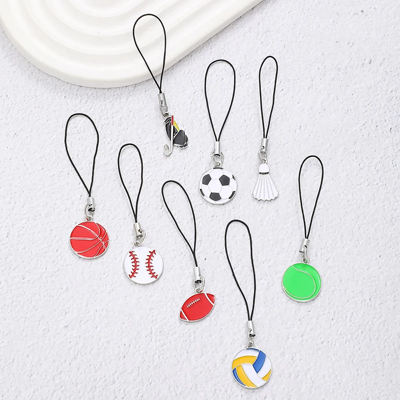 Creative Ball Pendant Basketball Soccer Keychain Volleyball Baseball Phone Chain New Fashion Sports Keyring Car Pendant Hangings