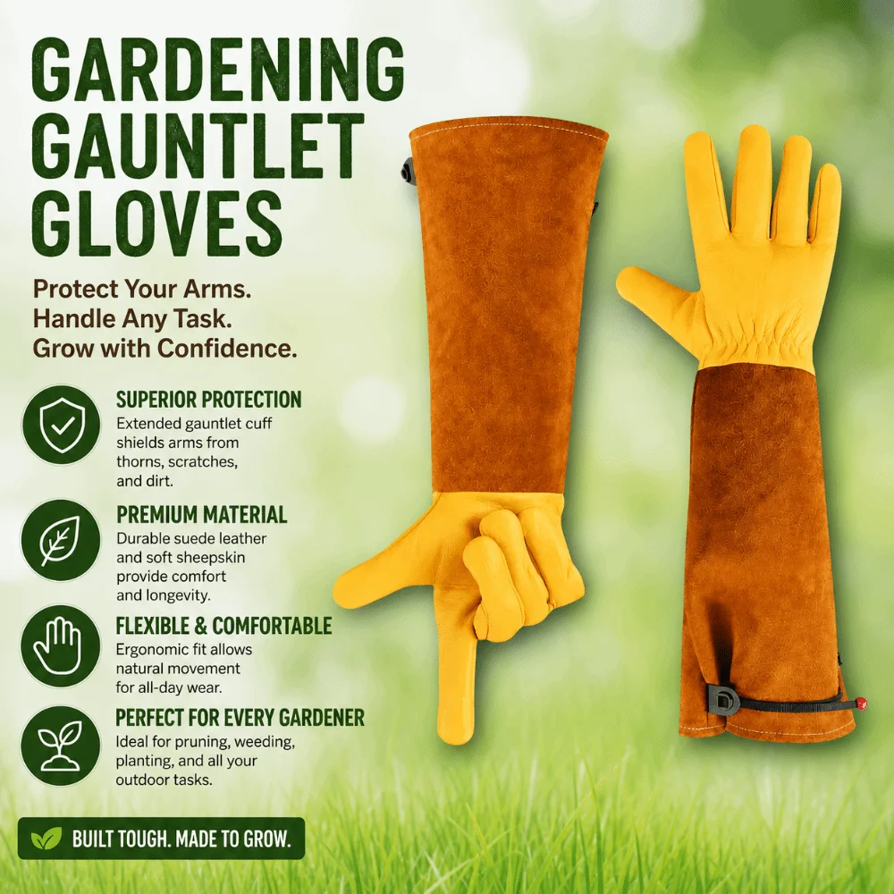 Cowhide Long Gardening Gloves Breathable Thorn Proof Rose Pruning Leather Gloves Non Slip Heat-Insulated Welding Work Gloves
