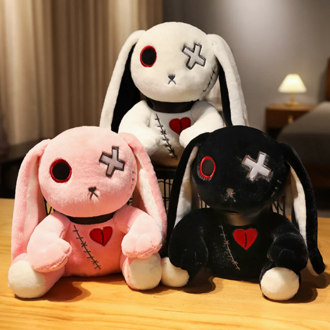 

Spooky Gothic Stuffed Rabbit Plush Toys Spooky Gothic Bunny Stuffed Animal Cute Horror Dreadful Doll for Kids Halloween Gift