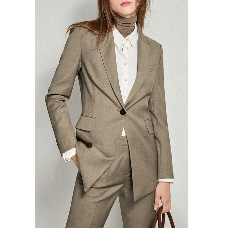 100% Imported First Shearing Worsted Wool Women's Blazer Jacket & Pants Office Ladies High Luxury Wool Slim-fit Business Clothes