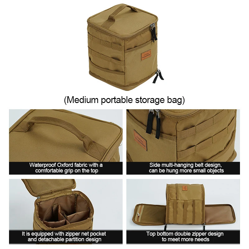 Camping Storage Bag Portable Oxford Cloth Large Capacity Gas Stove Canister Pot Carry Bag Storage Sack Picnic Basket MOLLE Bag