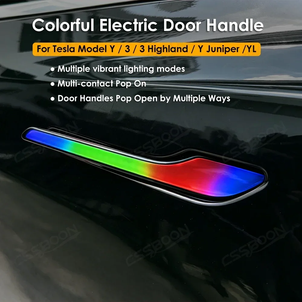 Smart Sensing Automatic Pop-up Door Handle Car Exterior Accessories for Tesla Model 3 Y 2021-2026 Highland Juniper RGB Handles