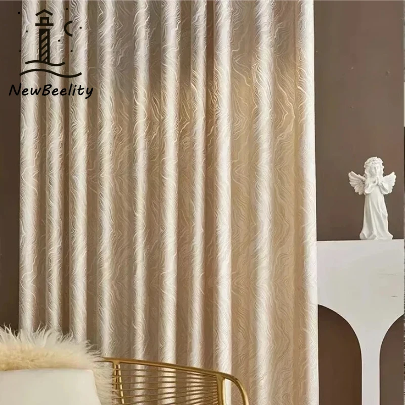 High-Precision Texture Jacquard Curtains for Living Room and Bedroom Modern Nordic Luxury Window Drapes Thicken Custom Decor