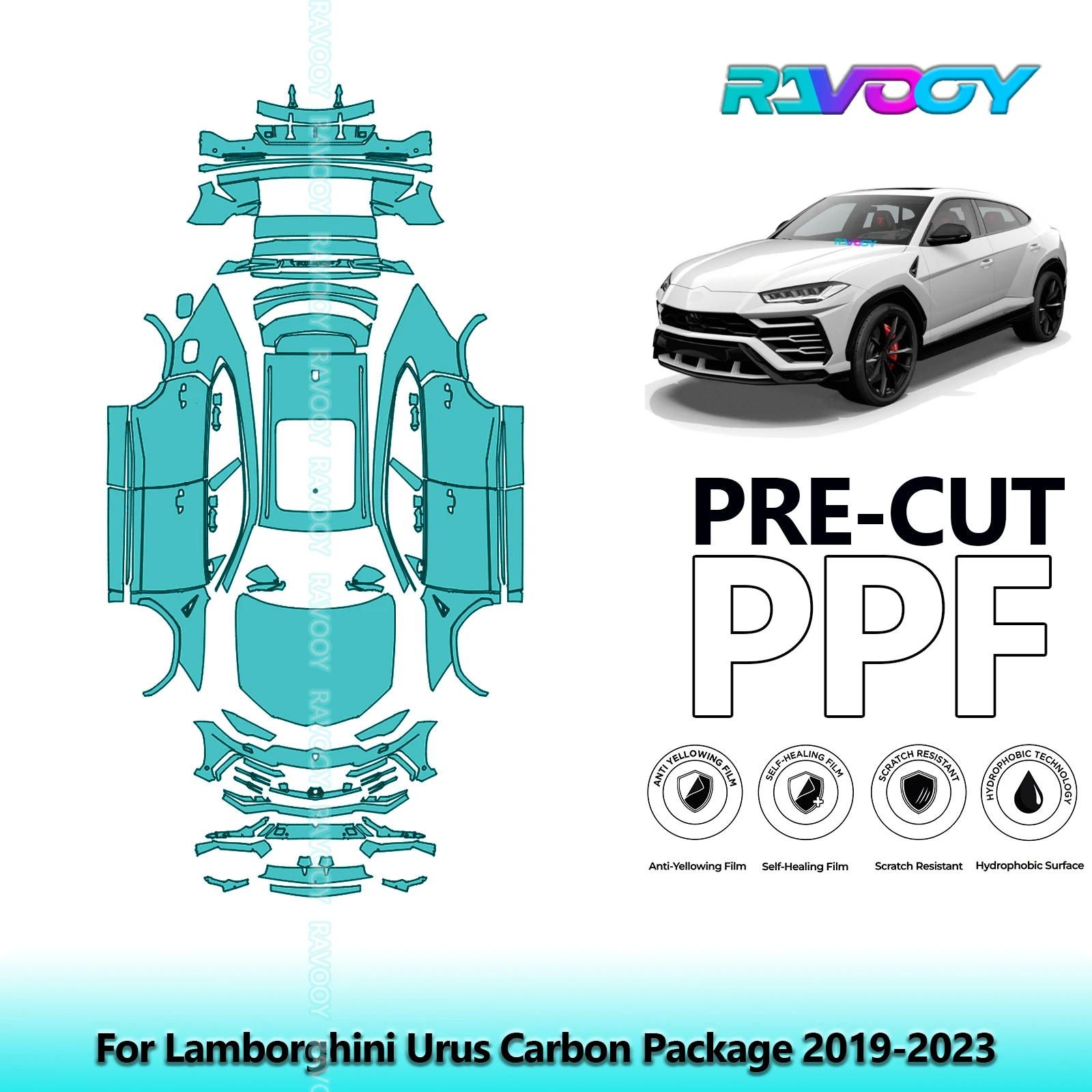 

8.5Mil Full Vehicle Precut PPF Paint Protection Film For Lamborghini Urus Carbon Package 2019-2023