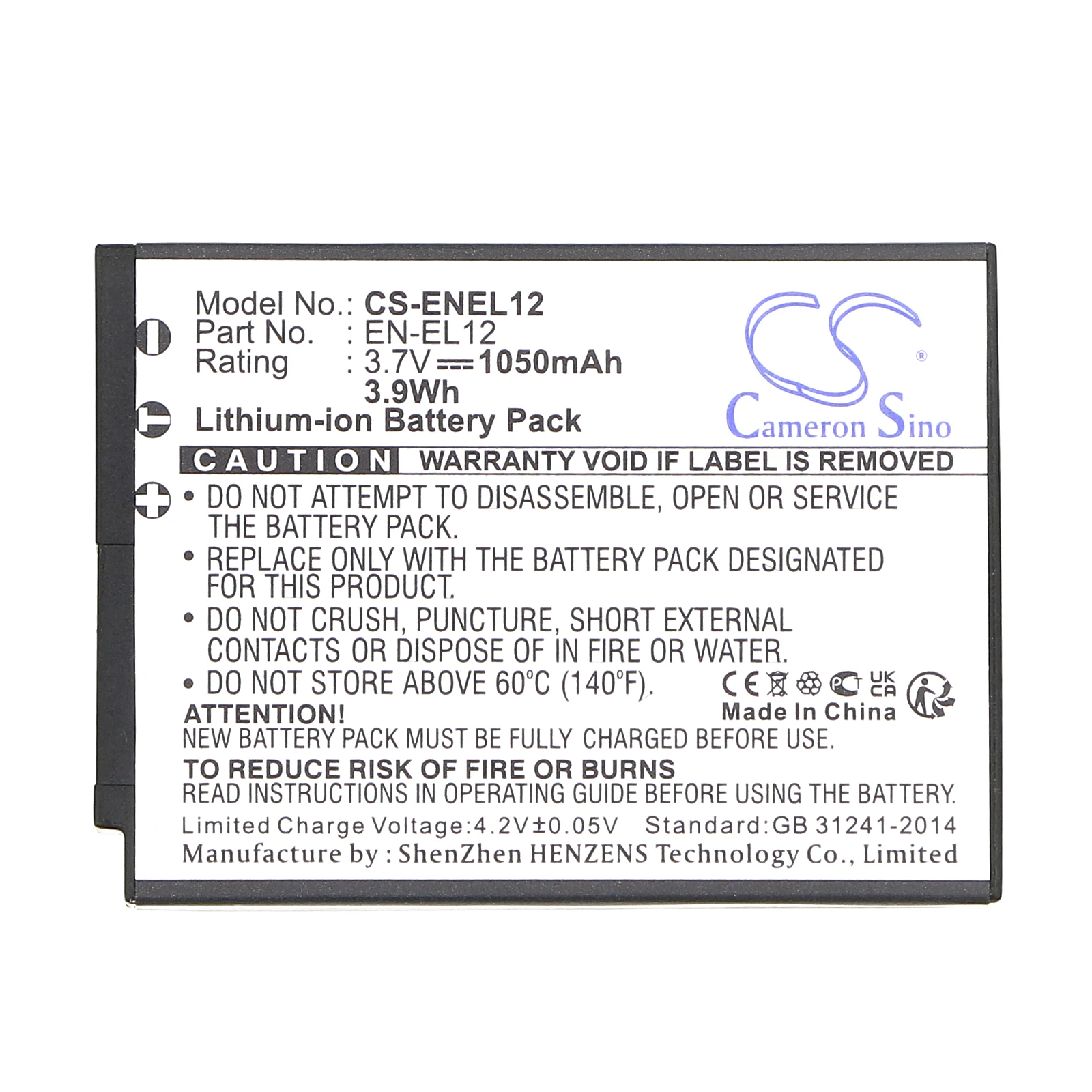 Battery for NiKon Coolpix S610,Coolpix S610c,Coolpix S710,Coolpix S640,Coolpix S620,Coolpix S630 (1050mAh) 3.7V