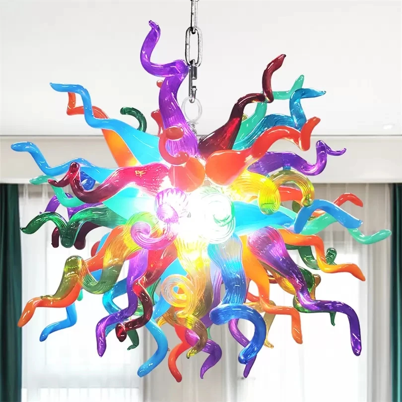 

Wholesale custom LED lighting decoration 100% pure hand blown glass chandelier space decoration