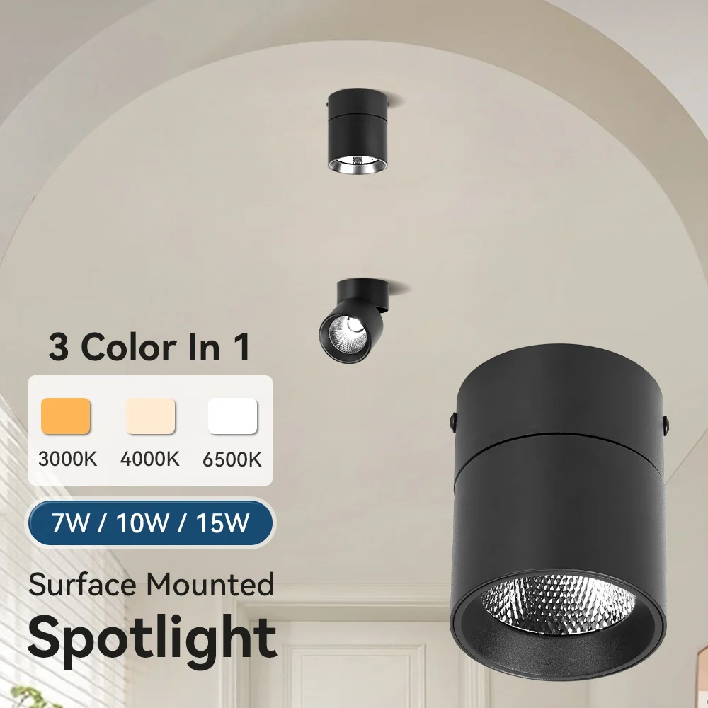 Surface Mounted Downlight 110V 220V 3 Colors Dimming Ceiling Light Indoor for Living Room Kitchen Decoe Foldable Downlight