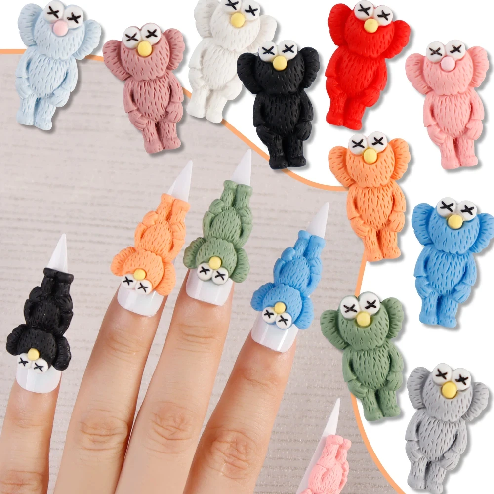 10pcs Kawaii Cartoon Character Nail Art Charm 3D Resin Flatback Large Street Character Nail Decoration DIY Cute Nail Accessories