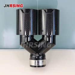 1PC Stainless Steel Exhaust Tip Dual Outlet Glossy Carbon Fiber End Pipes Muffler Tips For BMW Car Decoration NO LOGO