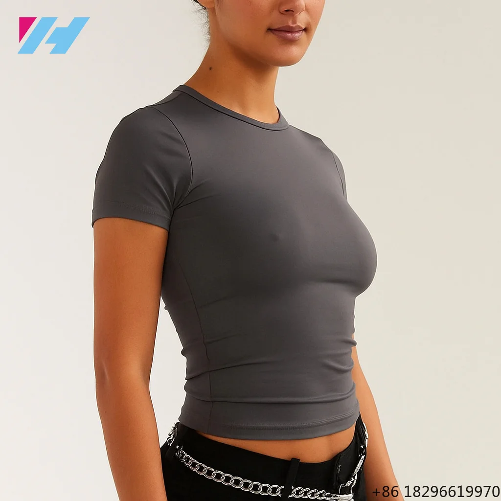 無地半袖コットン-y2k-ベビー-tシャツトップスファッションスリムカジュアルデイリー女性服