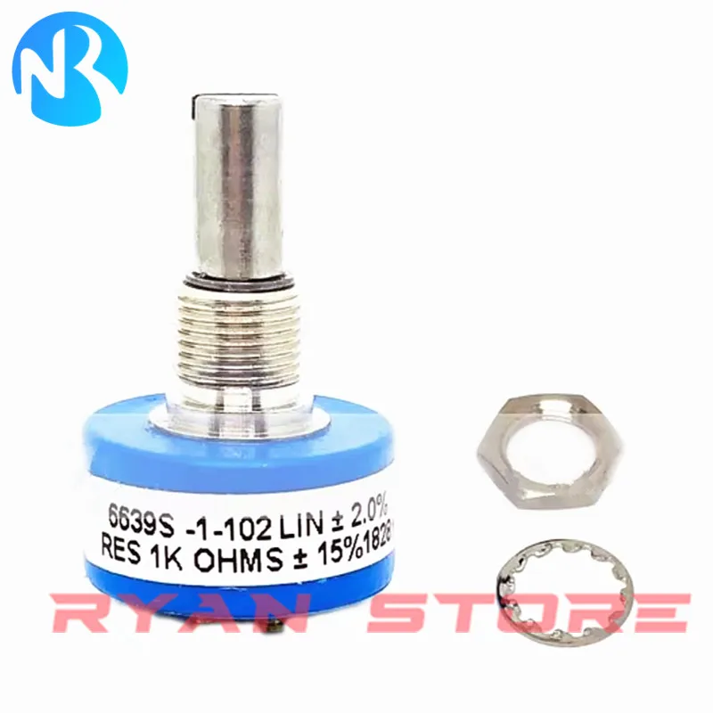 1PCS Continuous 360 Rotation Precision Potentiometer Switch Conductive Plastic 6639S-1 102 202 502 103 203 6639S 1 1K 2K 5K 10K