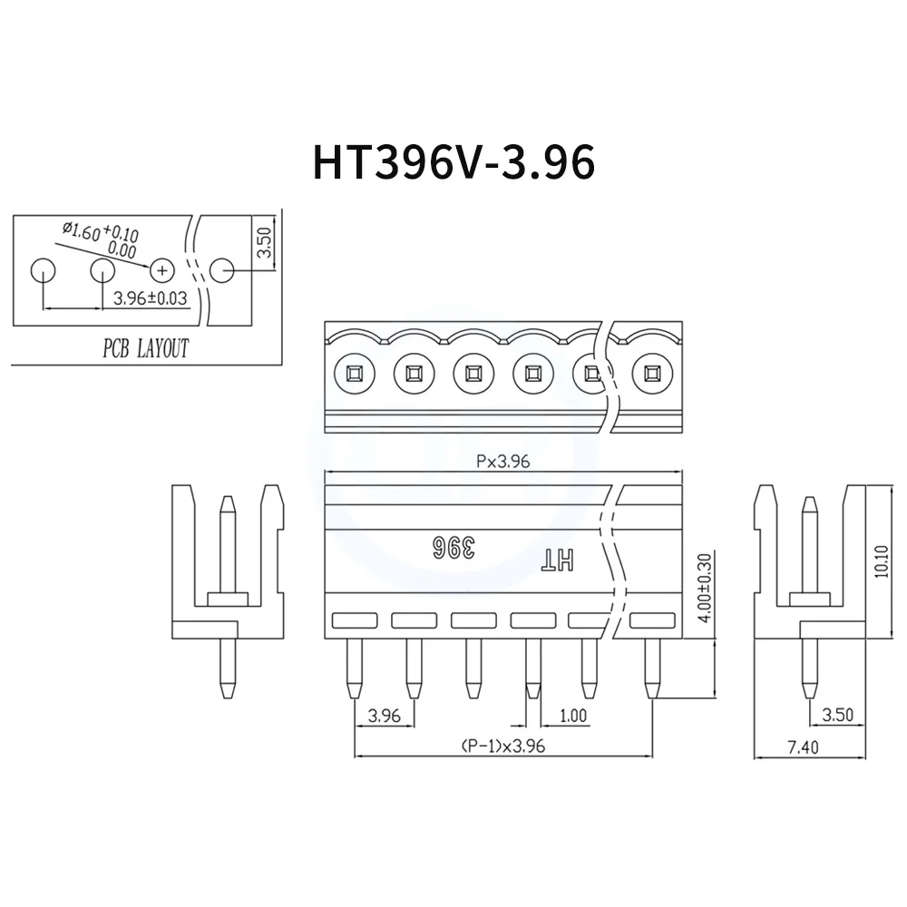 (10 pcs) KF396V-3.96 3.96MM Plug-in Terminal Block HT396 Green Straight Pin Header 2-12Pin