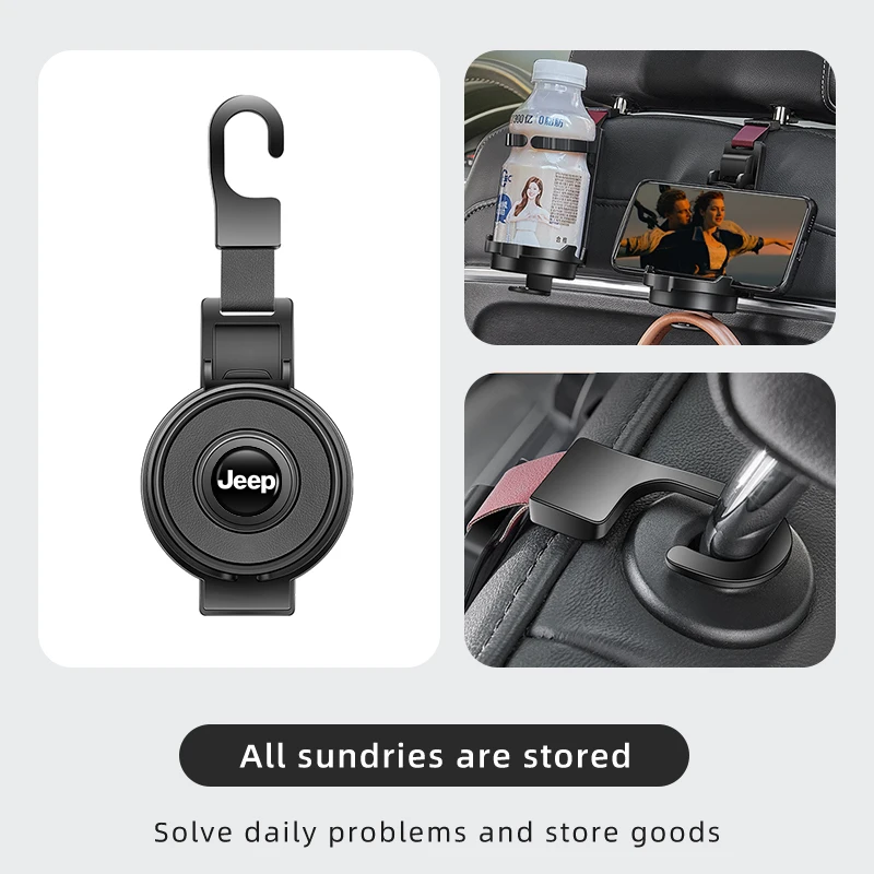 Car Hooks Multifunctional Seat Back Phone Cup Holder For Jeep Renegade Grand Cherokee Compass Patriot Wrangler Liberty Trailhawk