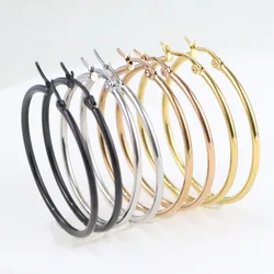 HNSP 50MM Circles Stainless Steel Hoop Earrings For Women Ear Jewelry Fashion Trend Female Girl Accessory