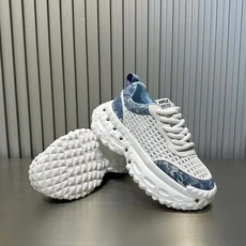 

2025 Новая модная мужская обувь с сеткой, повседневная спортивная обувь на толстой подошве, легкая и удобная