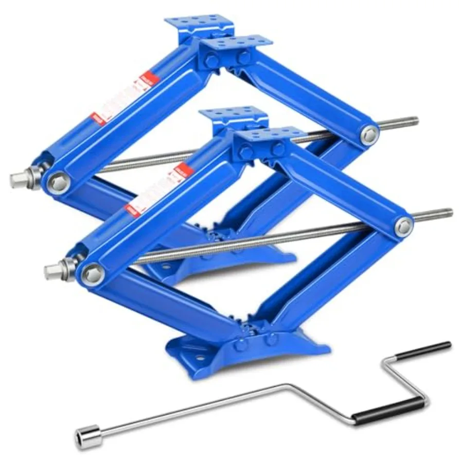 

2Pcs Scissor Car Jack 2.5 Ton 5000LBS RV Travel Trailer Stabilizer Leveling Scissor Car Jacks Lifting Range 24in Max to 4in Min