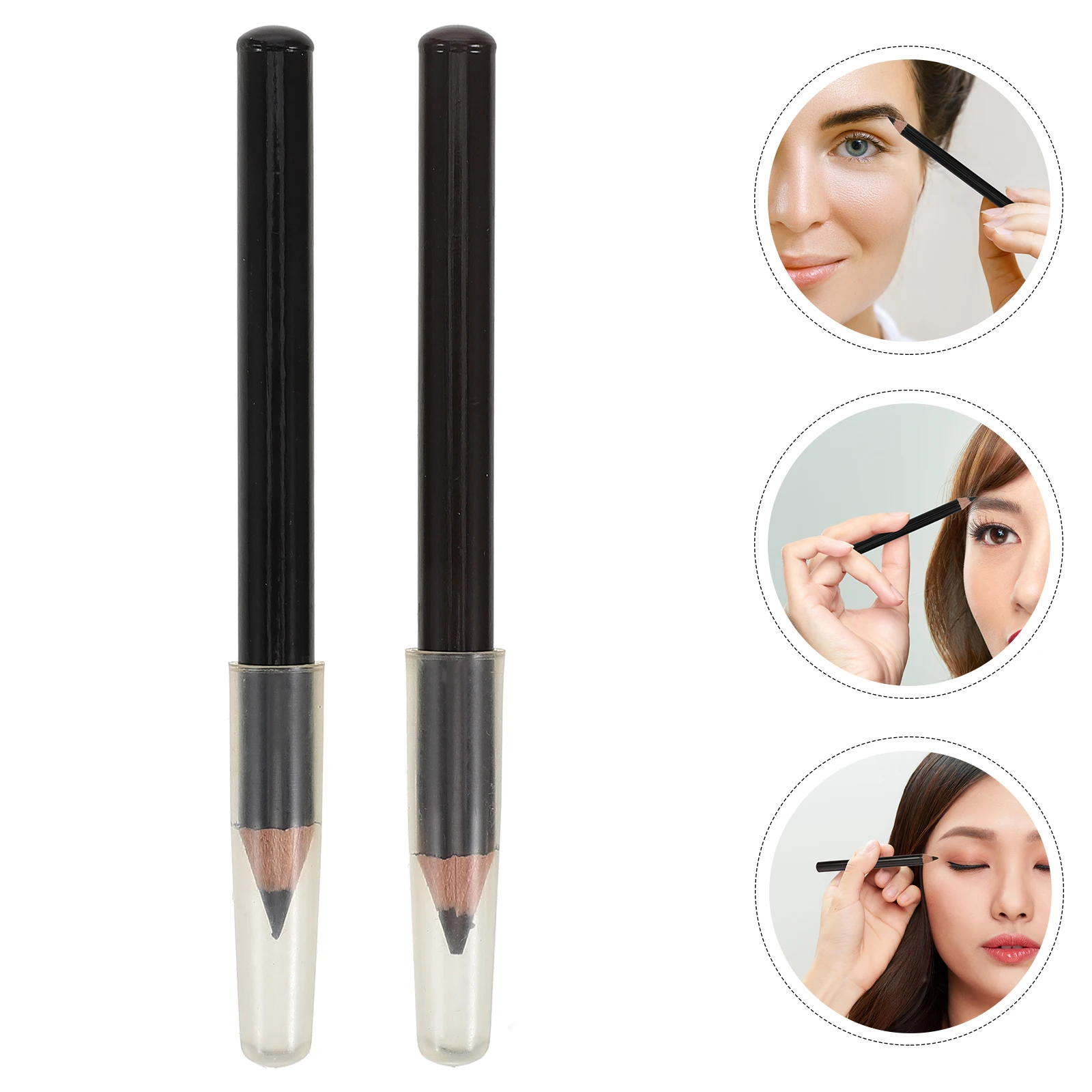 

4pcs Waterproof Eyebrow Pencil Long Lasting Smudge Resistant Natural Look Brow Filler Wooden Brown