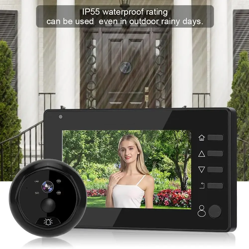 4.3Inch Smart Video Deurbel Nacht Pir Deur Kijkgaatje Kijker Home Security Nacht Deurbel Toegangscontrole Systeem Deurbel Camera