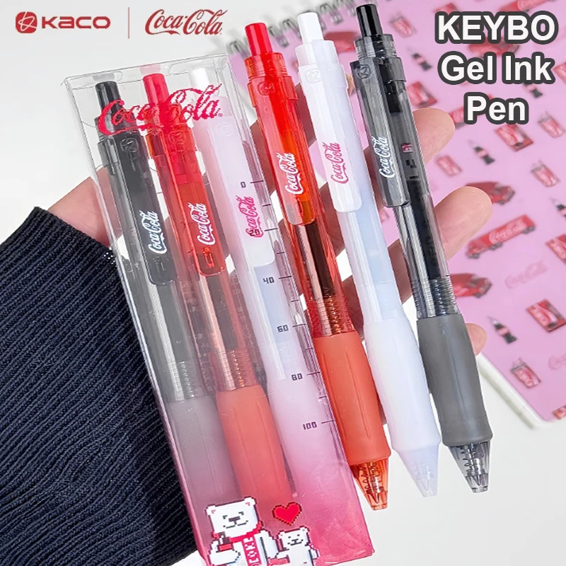 

KACO Official Coca-Cola Surprise Gel Pen 3pcs/Lot 800M Writing Length Quick-Drying Signture Pen Exam Supplies Journaling Gifts