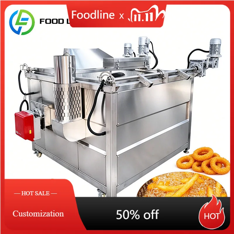 Batch Fryer Deep Frying Machine Automatic Stirrer Potato Chips French Fries Spring Rolls Peanut Snacks Customized