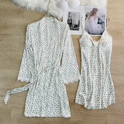 Women Sweetheart Robe Gown Sets Sexy Rayon Thin Nightdress Kimono M-XL Bathrobe Pyjamas Suit Sleepwear Casual Loose Home Clothes