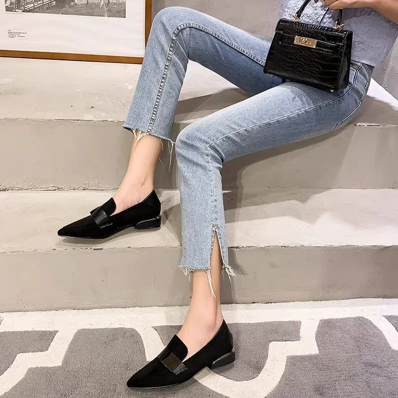 2026 New Fashion Suede Pointed Toe Loafers Women Soft Sole Comfortable Spring Autumn Casual Flats