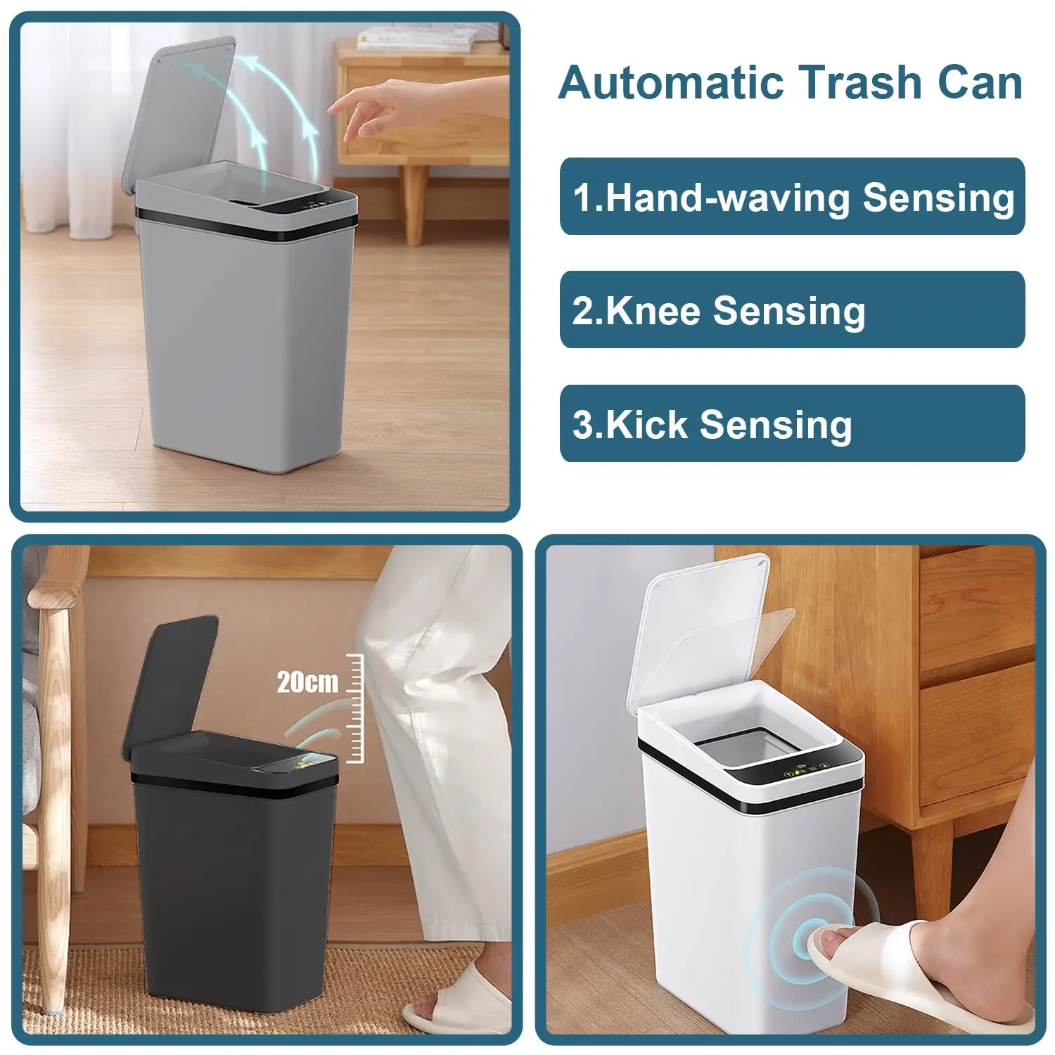 12L Touchless Trash Can Smart Bathroom Garbage Can Auto Narrow Trash Can with Lid  Motion Sensor Trashcan for Kitchen Bedroom ﻿