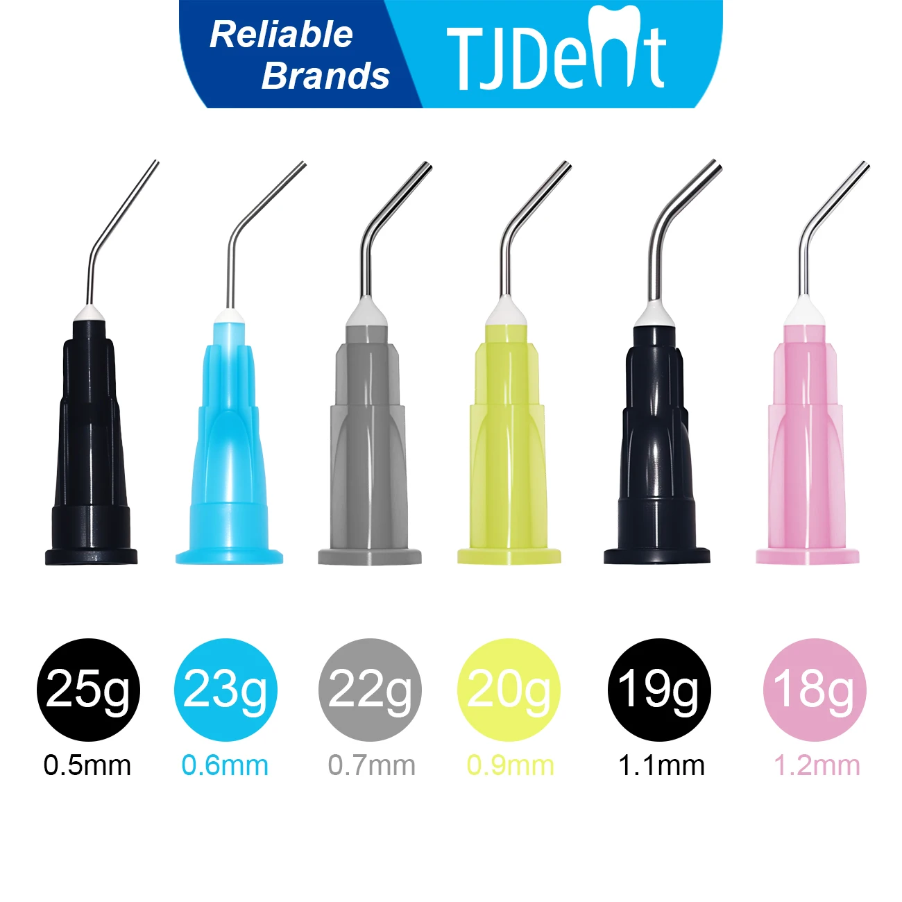 TJDent 100pcs/bag Disposable Pre Bent Needle Tips Dental Flow Sealant Etchant Composite Resin Applicator Delivery Syringe Tip