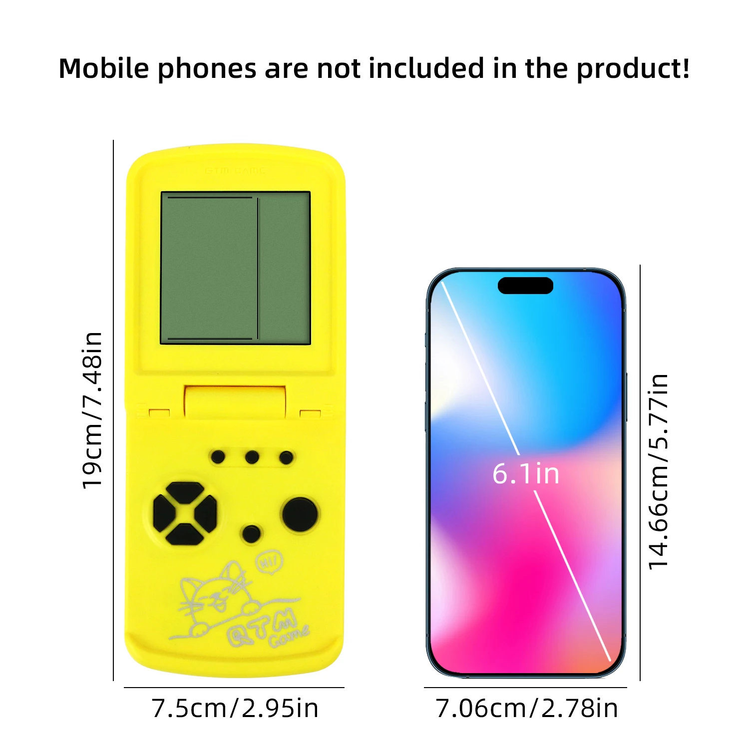 Block electronic game console, nostalgic portable folding game console toy, requires preparing two No. 7 batteries by oneself