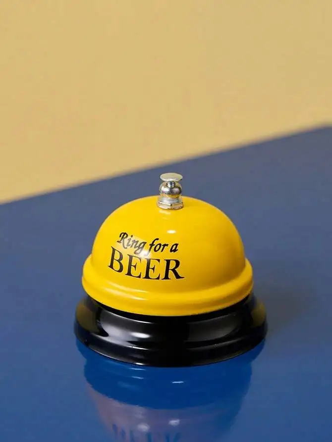 

1Pc Cartoon Metal Handheld Service Bell In Yellow/Pink/Coffee Color For Restaurant, Reception, Pet Training, Game,