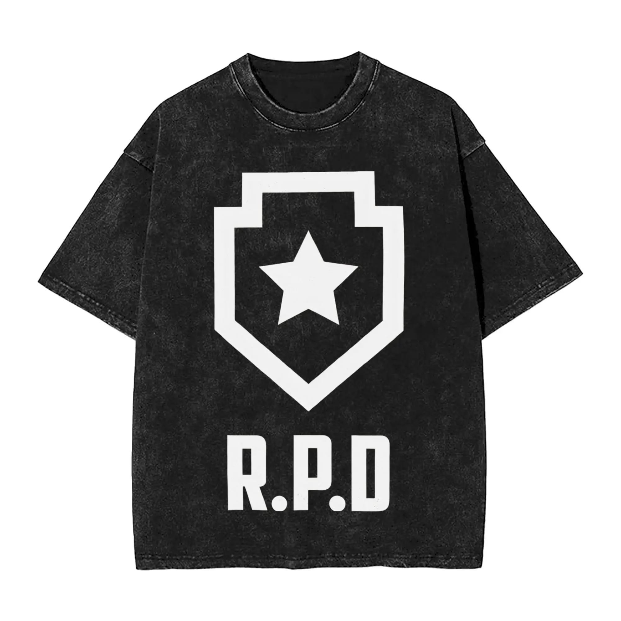 R.P.D. Raccoon Polices Department T Shirts RPD Washed 100% Cotton Street T-Shirt  Vintage Men Women Tops Streetwear Printed Tees