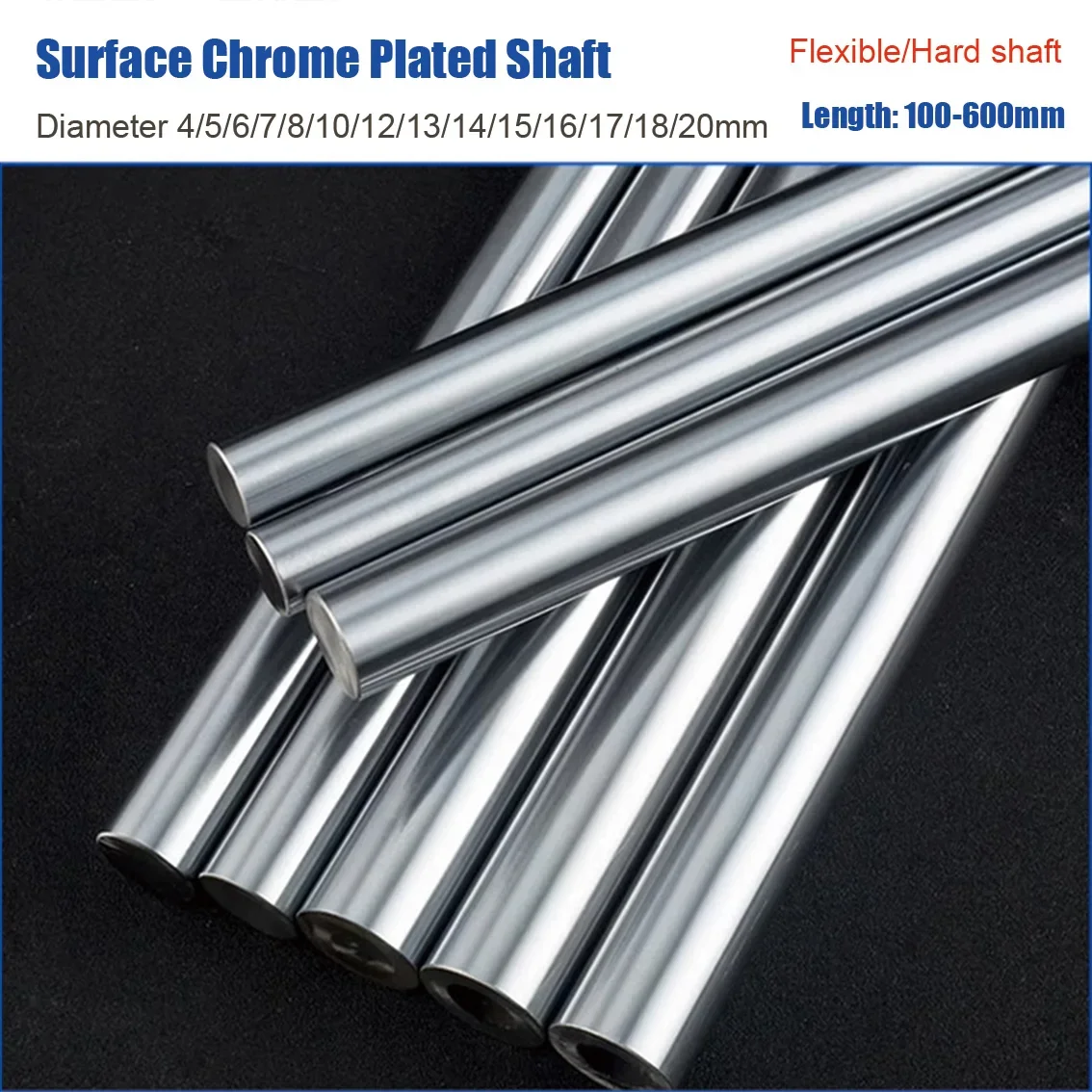 1Pcs Chrome Plated Smooth Rods Round Bar Optical Axis OD 4/5/6/8/10/12/13/14/15/16/17/18/20 Linear Shaft For CNC 3D Printer Part