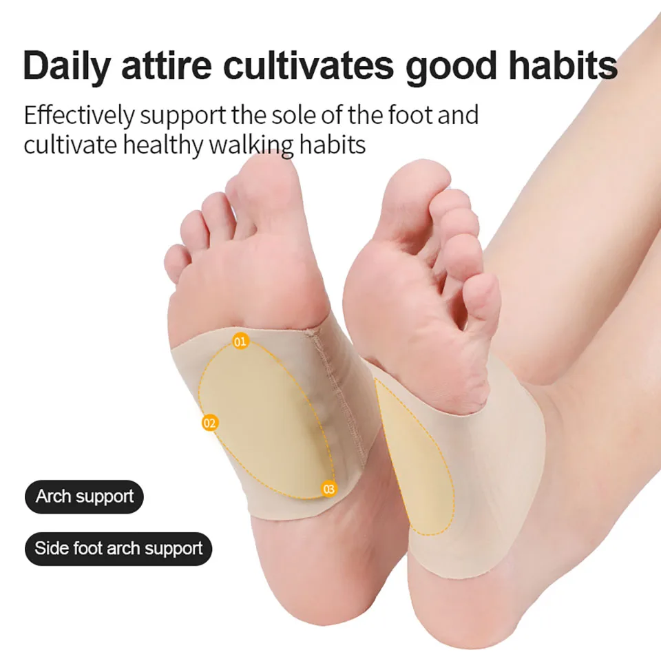GOBYGO 1Pcs Arch Foot Run Pad Support Ankle Brace Foot Pads Medical Protective Gear Breathable Sponge Correction Silicone Pad