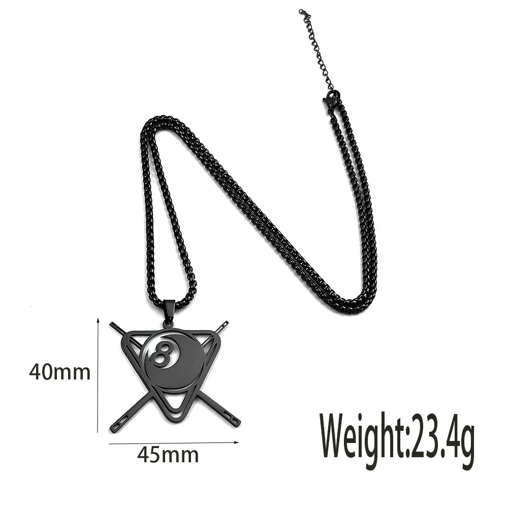 Cut‑Out Billiard 8‑Ball Necklace Keychain 316L Stainless Steel Sport Charm Unisex Daily Wear Jewelry Gift