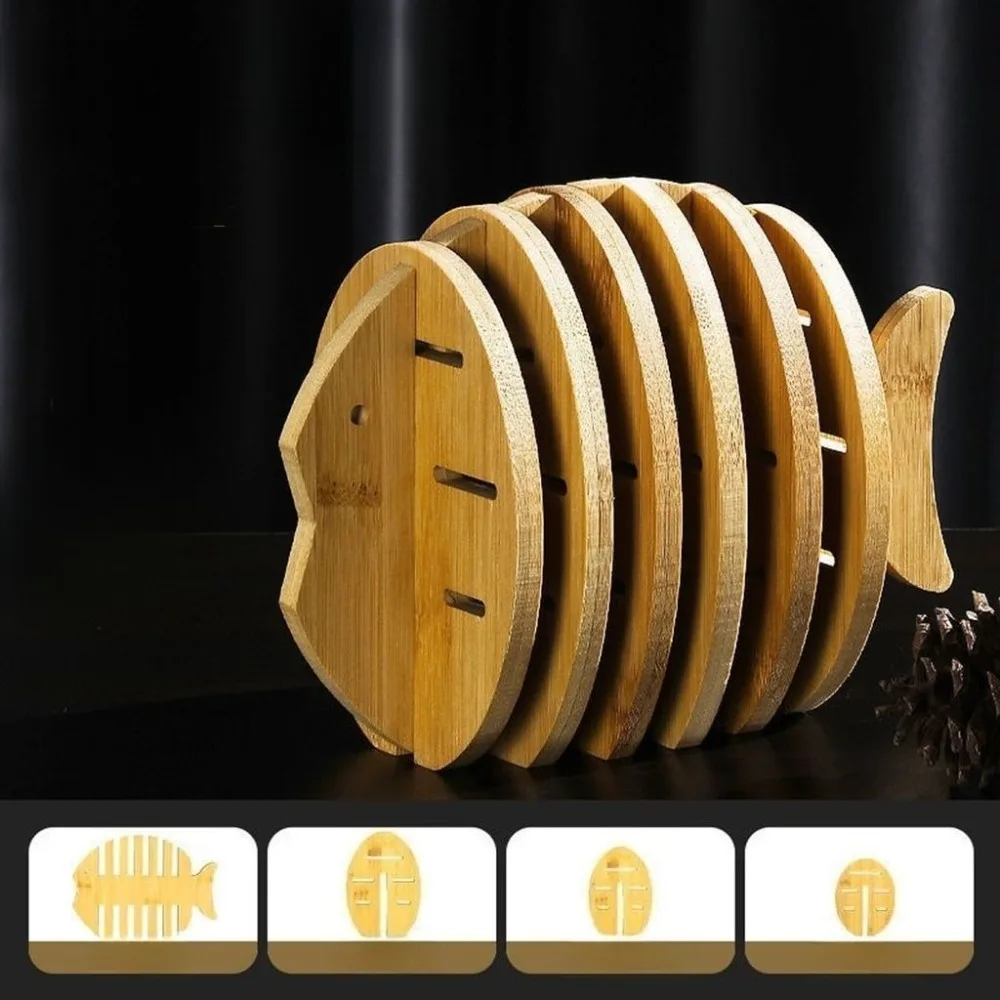 الخيزران الإبداعية كوستر بساط عازل طاولة طعام خشبية حصيرة ارتفاع درجة الحرارة مقاومة مكان حصيرة المنزلية لوحة حصيرة وعاء حصيرة