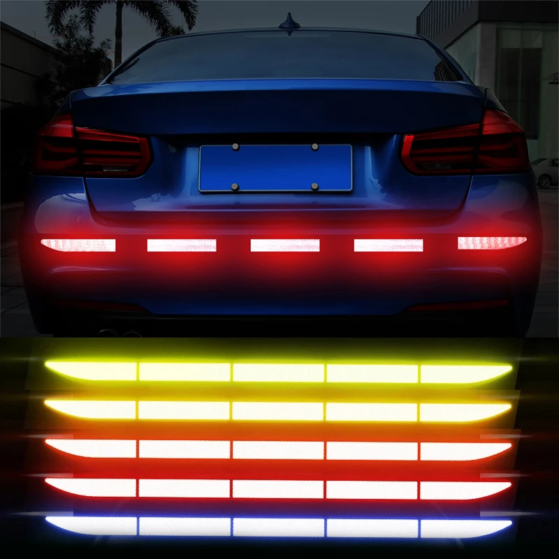 5pcs/set Car Sticker Warning Safety Tape Anti Collision Warning Reflective Strips For Automobile Trunk Car Exterior Accessorie