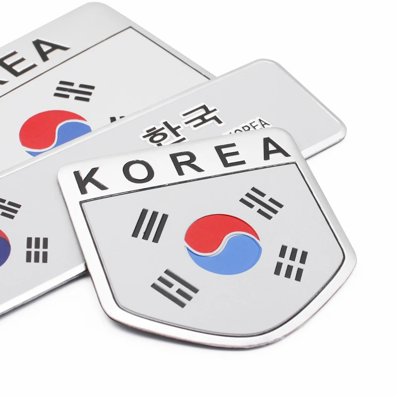 Logotipo de la bandera nacional de Corea, pegatinas de aluminio 3D, insignia, emblema, calcomanía, deportes de carreras, motocicletas, accesorios