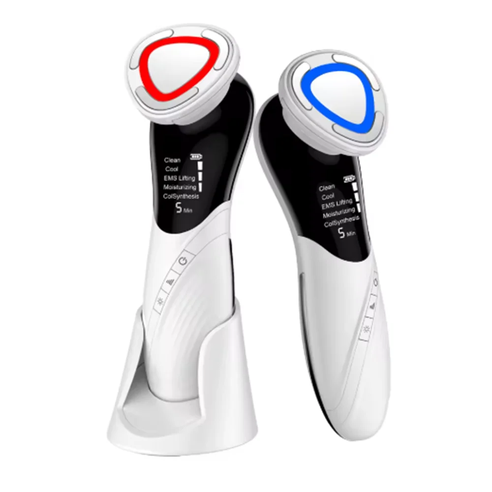 La cura del viso calda e fredda ha condotto lo strumento di bellezza per il rafforzamento della pelle del massaggio di sollevamento del viso leggero
