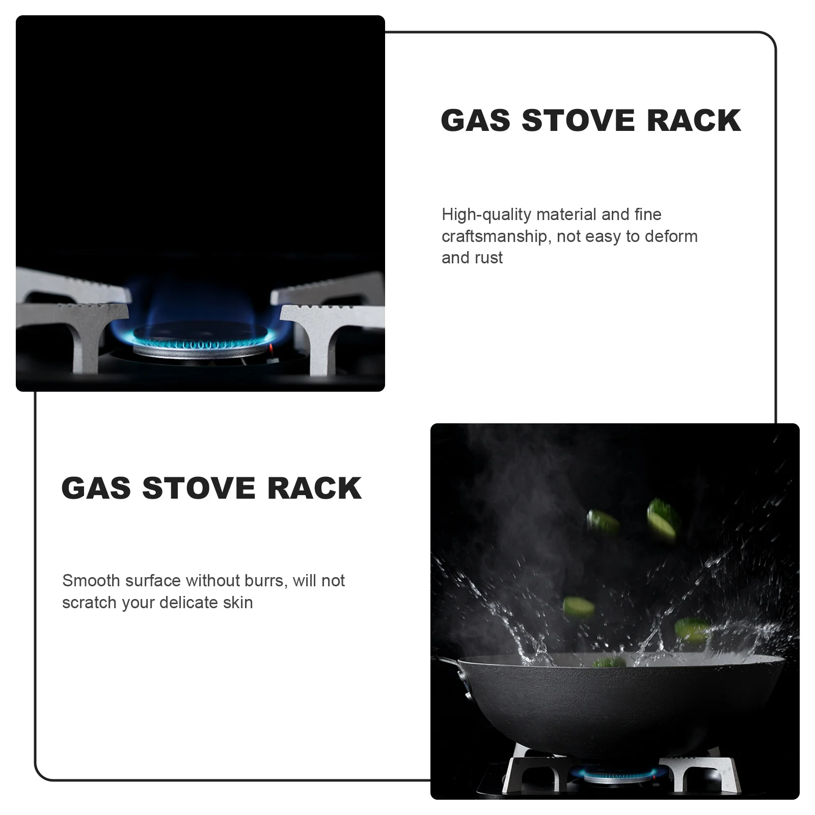 

2Pcs Gas Stove Racks Thick Heat Resistant Iron Pot Supports Gas Burner Rings Kitchen Stove Pot Holder Wok Support