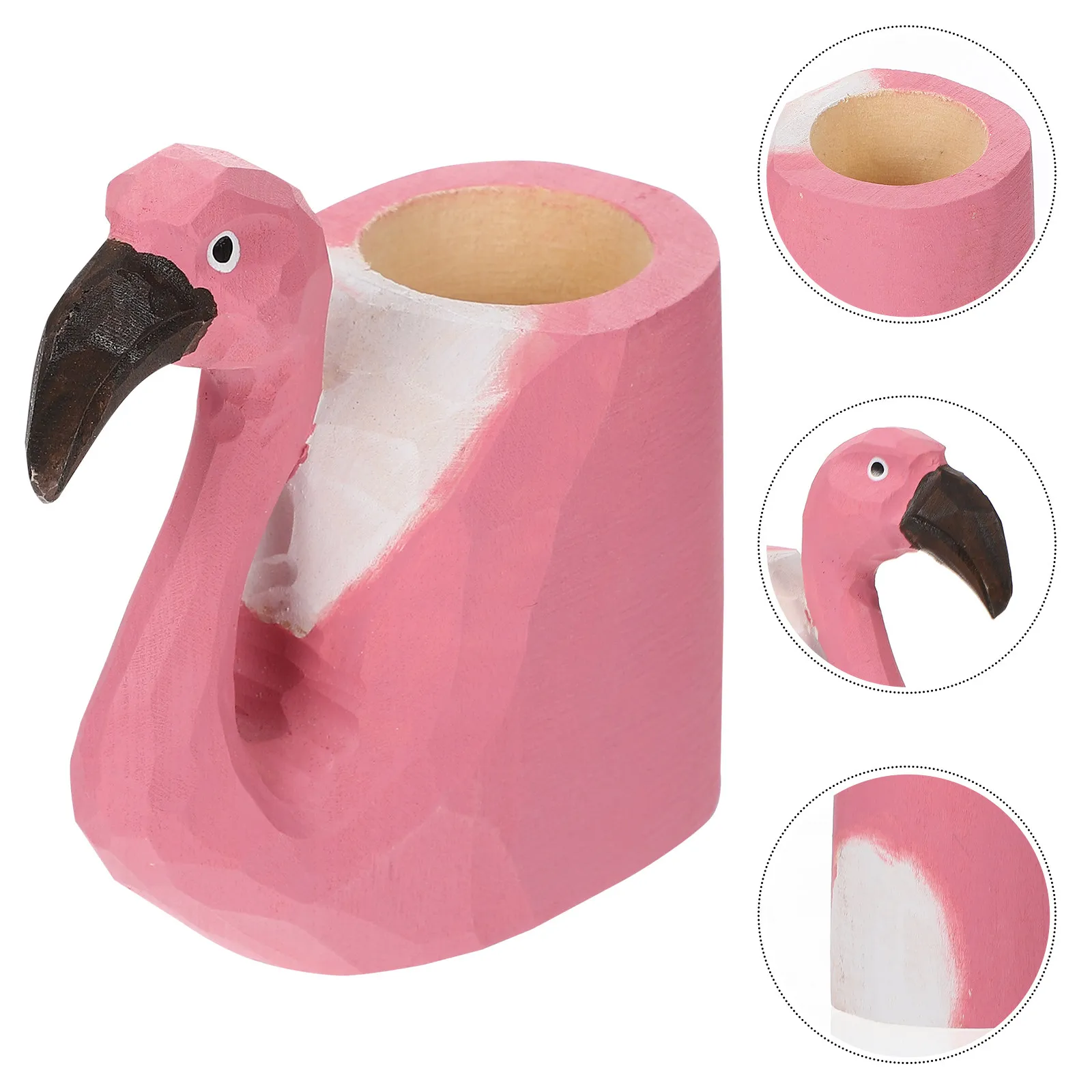 1Pcs Wood Carved Animal Pen Holder Desktop Organizer Pencil Stand Wood Pen Container for Office Study Room Decoration