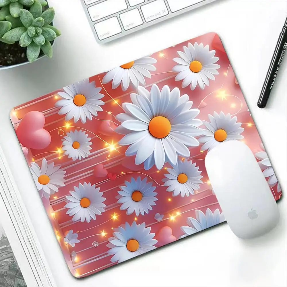 

Beautiful cartoon flowers Mouse Pad Gaming Accessories Small PC Laptop Gamer Mousepad Anime Pink Kawaii Keyboard Desk Mat