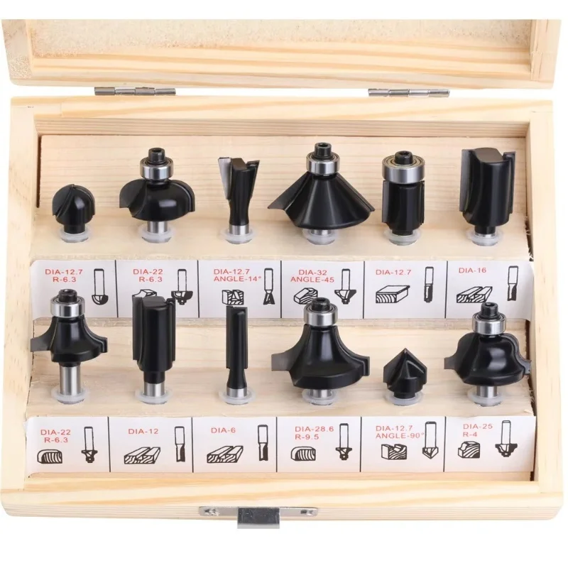 

12pcs 6mm Shank Router Bit Set Trimming Straight Milling Cutter Wood Bits Tungsten Carbide C06T12BBKW