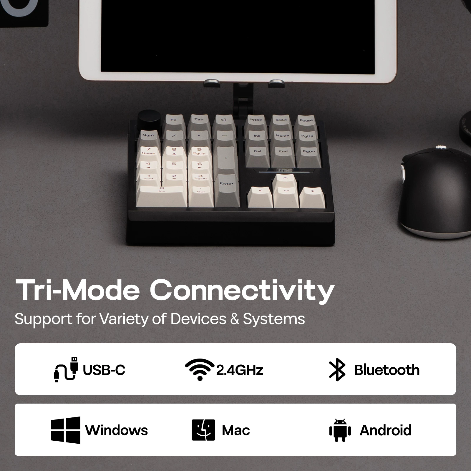 EPOMAKER TH33 Custom QMK VIA Numeric Pad Hot Swap Gasket Tri Mode Wireless Mechanical Numpad with Arrow Keys Knob for PC Mac