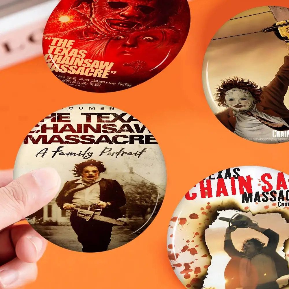 Game The Texas C-Chain Saw M-Massacre Tinplate Pin Button Custom Anime Role Brooch Cartoon Collar Badge Jewelry Gift Fans