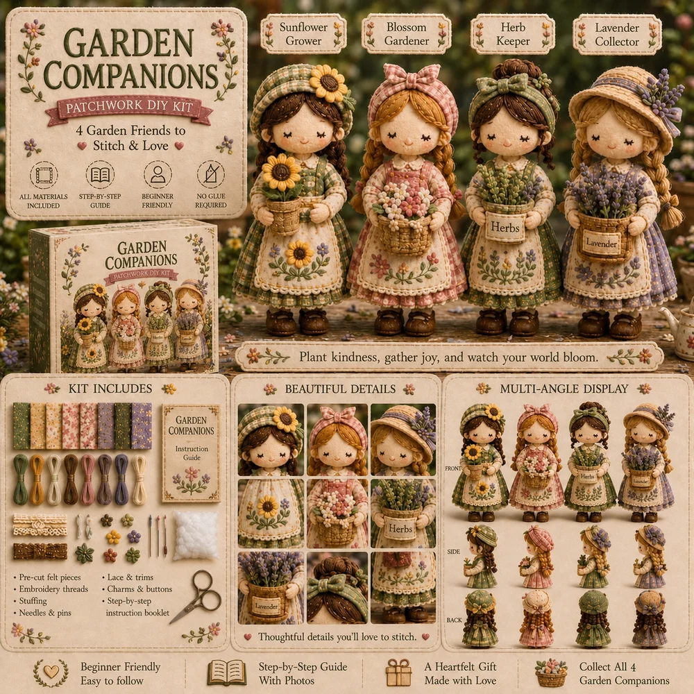 Image of Patchwork-DIY-Set, anfängerfreundliches DIY-Puppenherstellungsset, DIY-Filz-Bastelset, einzigartige Themen für Studierdekoration, handgefertigte Dekoration